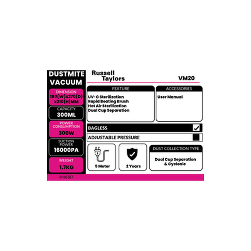 R.TAYLORS Anti Dust Mites Vacuum Marketing VM20-image 9