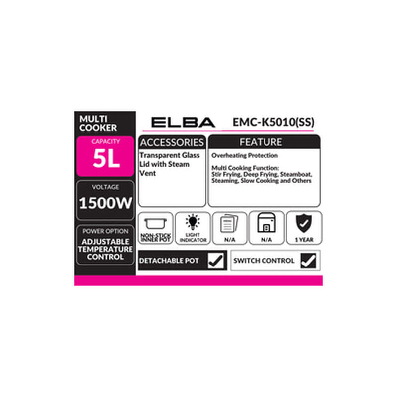 ELBA Multicooker 5l EMC-K5010(SS)-image 5