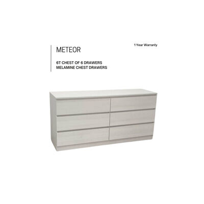 SLEEP CLINIC Chest Of 6 Drawers Melamine Celtic Ash METEOR 6T