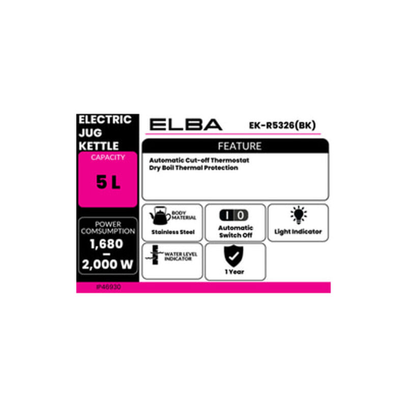 ELBA Electric Kettle 5l EK-R5326(BK)-image 5