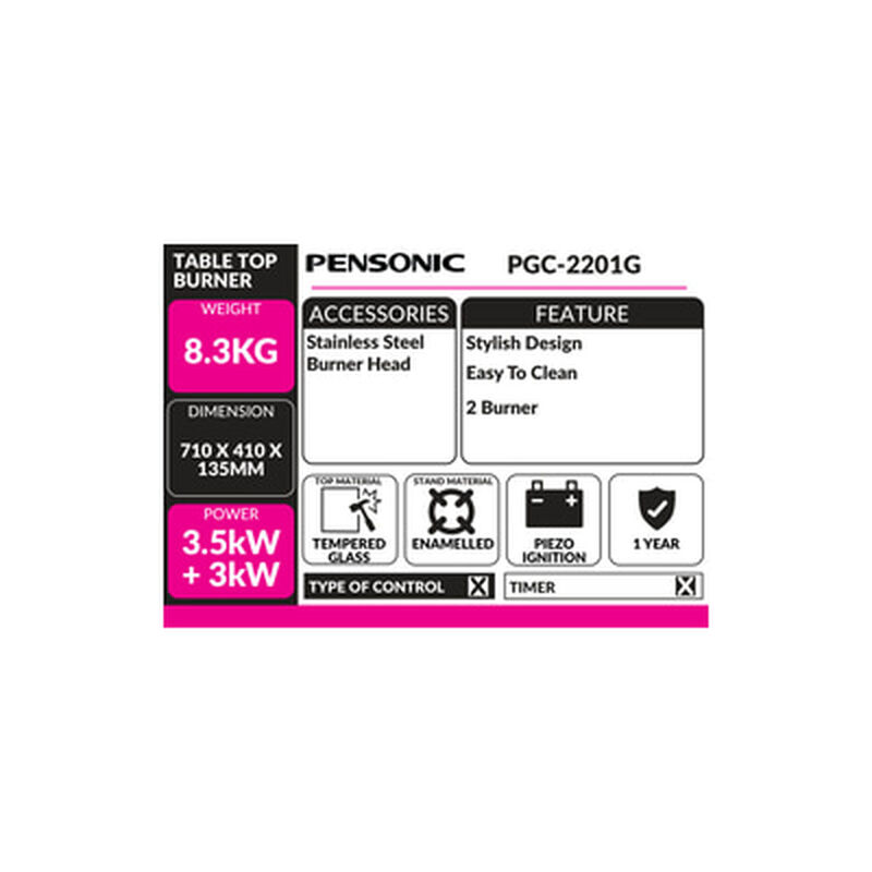 PENSONIC Table Top Burner PGC-2201G-image 3