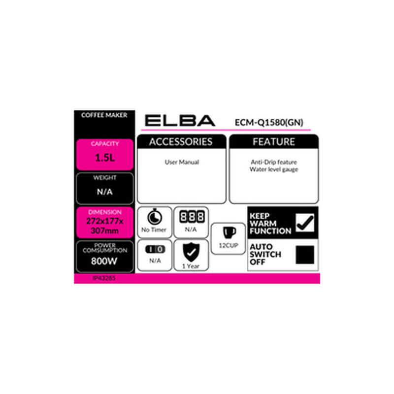 ELBA Coffee Maker Foresta ECM-Q1580(GN)-image 5