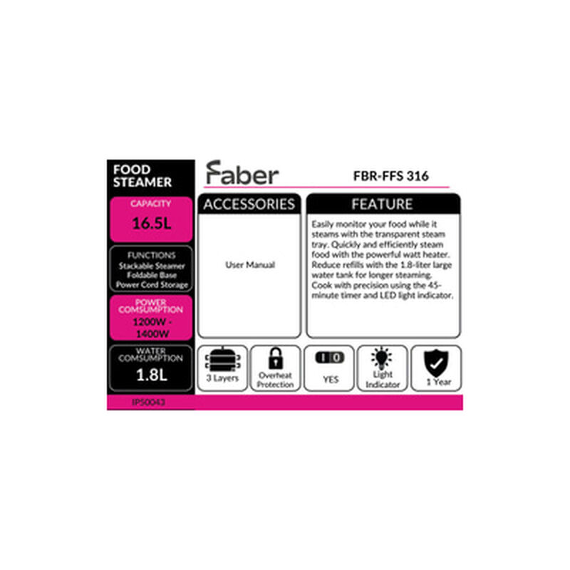 FABER Food Steamer 16.5l FBR-FFS 316-image 8