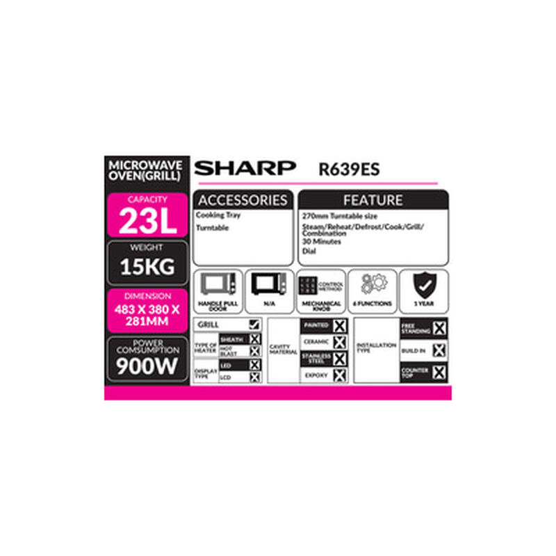 SHARP Microwave Oven With Grill 23l R639ES-image 5