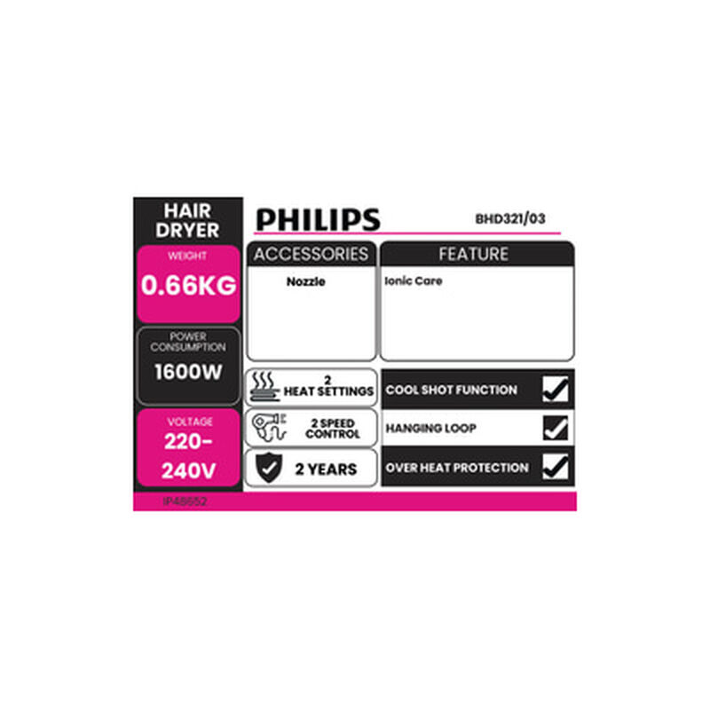 PHILIPS Hair Dryer BHD321/03-image 3