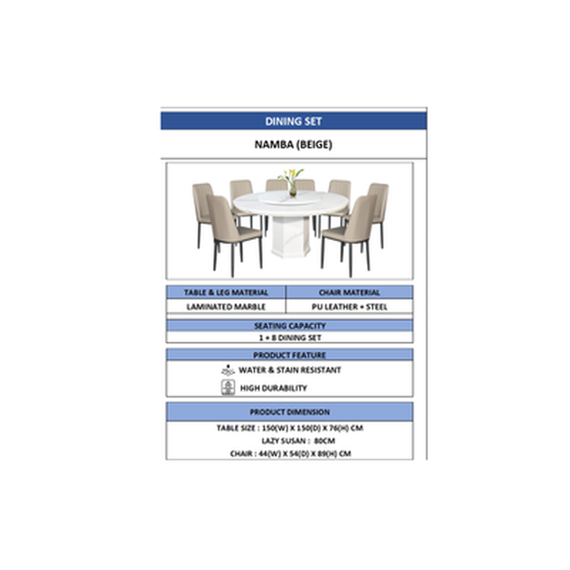 ND Rnd marble dining set-image 3