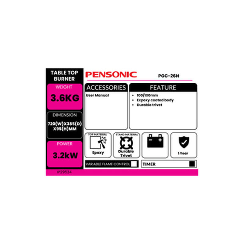 PENSONIC Table Top Burner PGC-26N-image 3