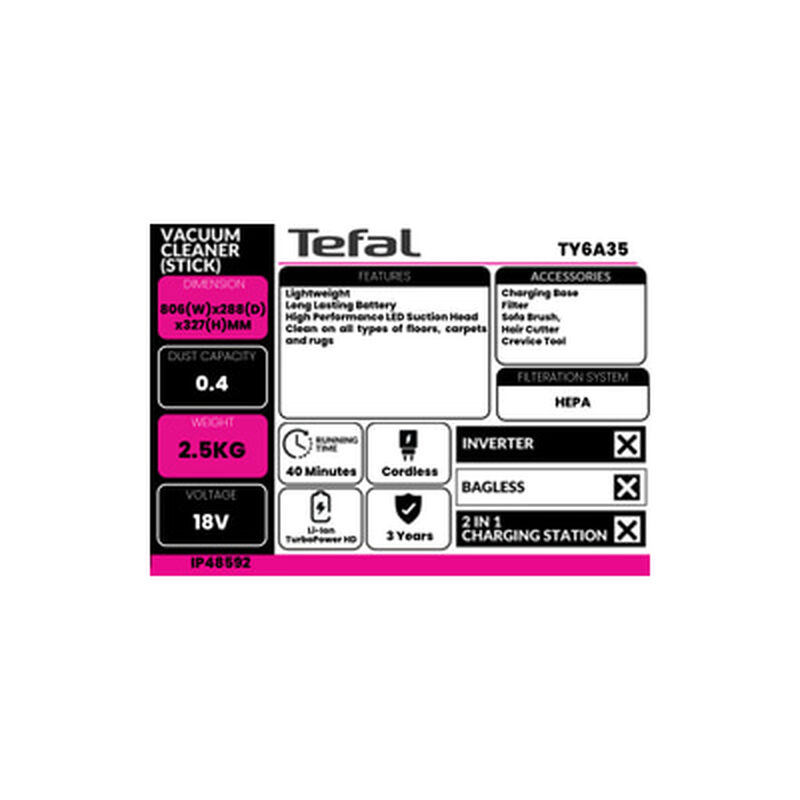 TEFAL Stick Vacuum Cleaner X-pert TY6A35-image 3