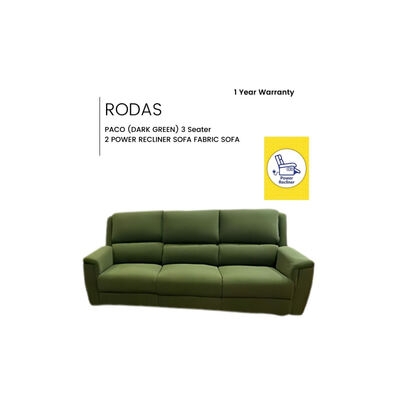 RODAS 3s 2r Power Recliner Sofa Fabric Sofa PACO (DARK GREEN)