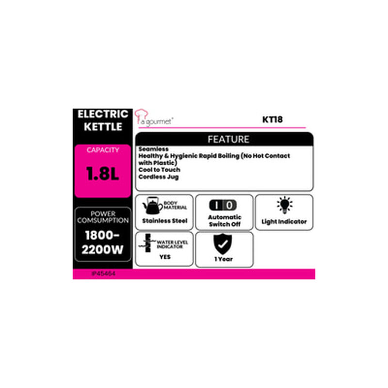 LA GOURMET Jug Kettle 1.8l KT18(GOLDION)-image 2