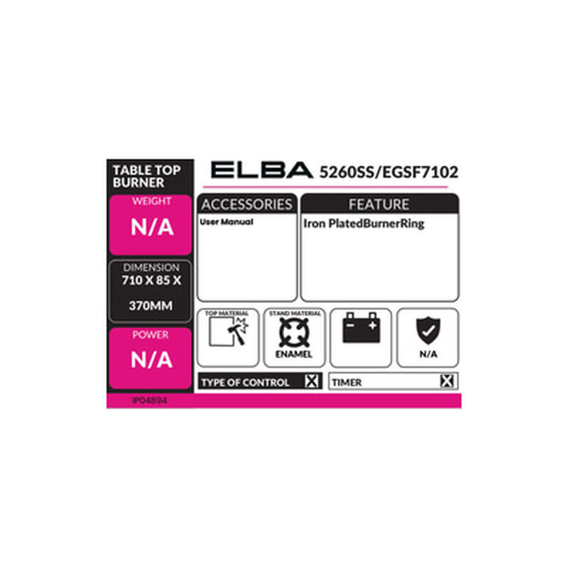 ELBA Table Top Burner 5260SS/EGSF7102-image 3