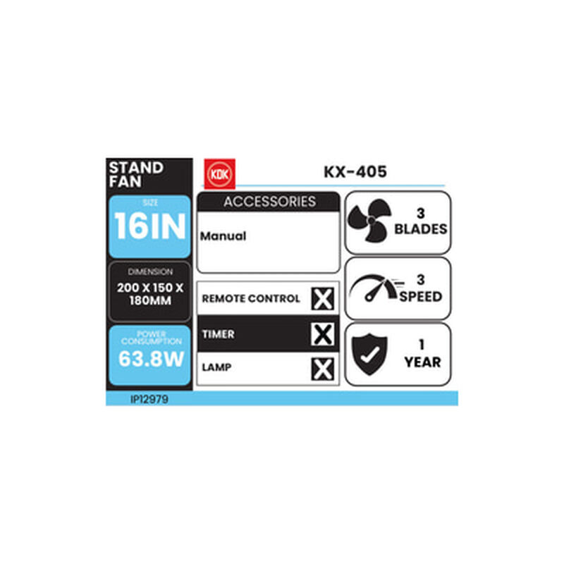 KDK 16in Stand Fan KX-405-image 2