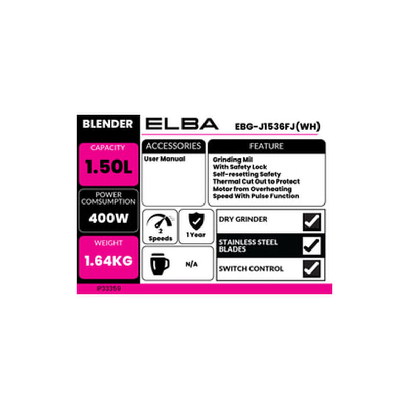 ELBA Blender 1.5l EBG-J1536FJ(WH)-image 4