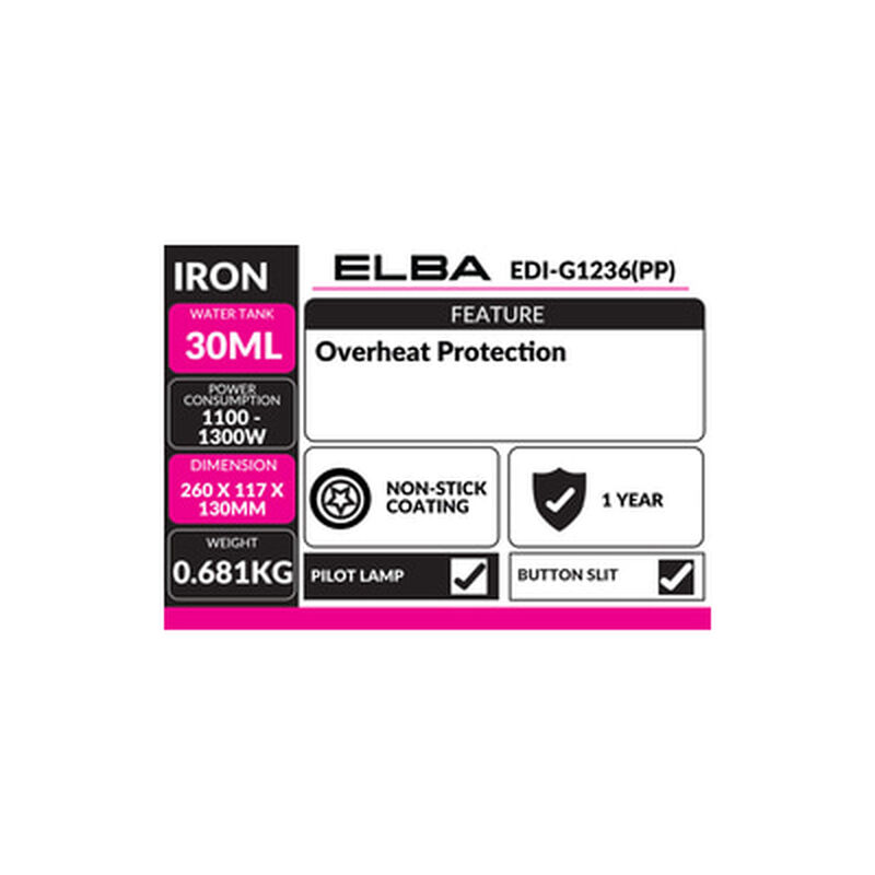 ELBA Dry Iron EDI-G1236(PP)-image 2
