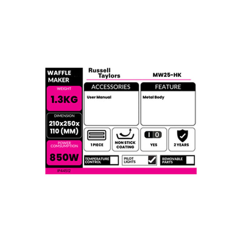 R.TAYLORS Waffle Maker Hello Kitty MW-25HK-image 7