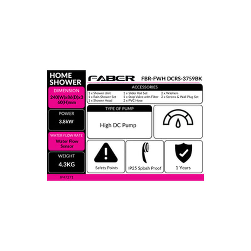 FABER Home Shower FBR-FWH DCRS-3759BK-image 5