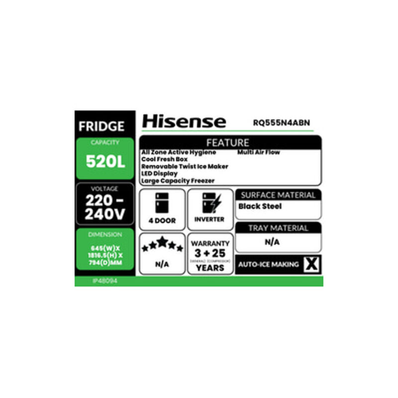 HISENSE 4 Door Fridge 520l (black Steel) RQ555N4ABN-image 7
