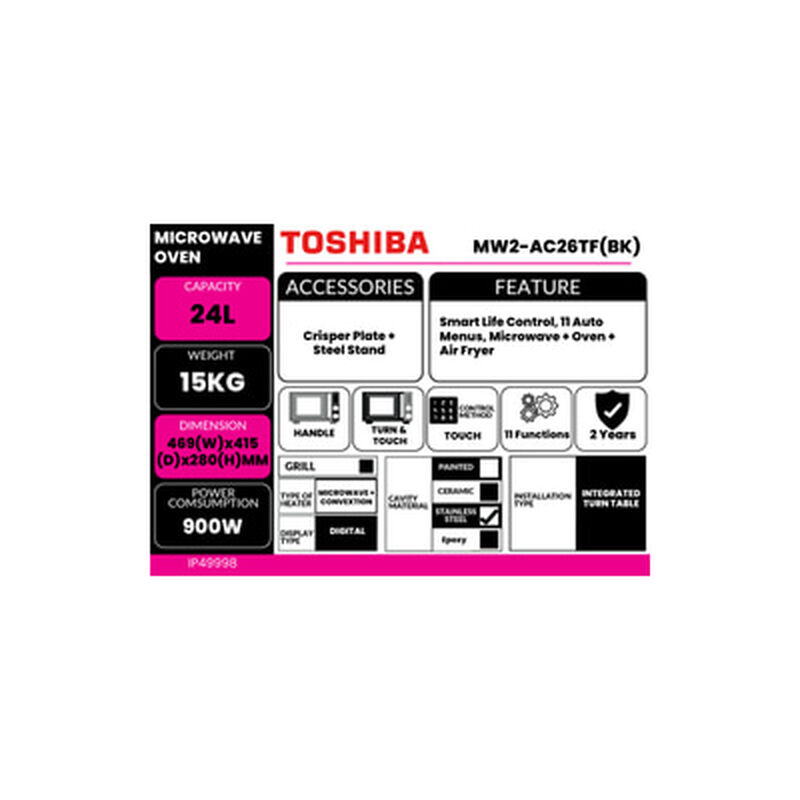 TOSHIBA Mwo Grill Air Fryer 24l MW3-SAC24SF(BK)-image 3