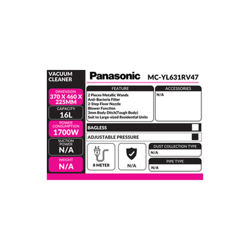 PANASONIC Dry Vacuum Cleaner MC-YL631RV47-image 2
