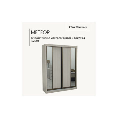 SLEEP CLINIC 5x7ft Sliding Wardrobe Melamine Celtic Ash METEOR (V)