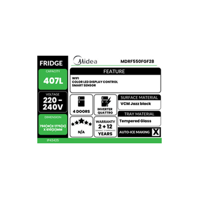 MIDEA 4 Door Fridge 407l (wifi Control) MDRF550FGF28-image 4