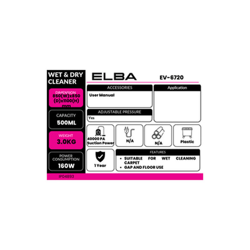 ELBA Wet & Dry Vacuum Cleaner EV-6720-image 4