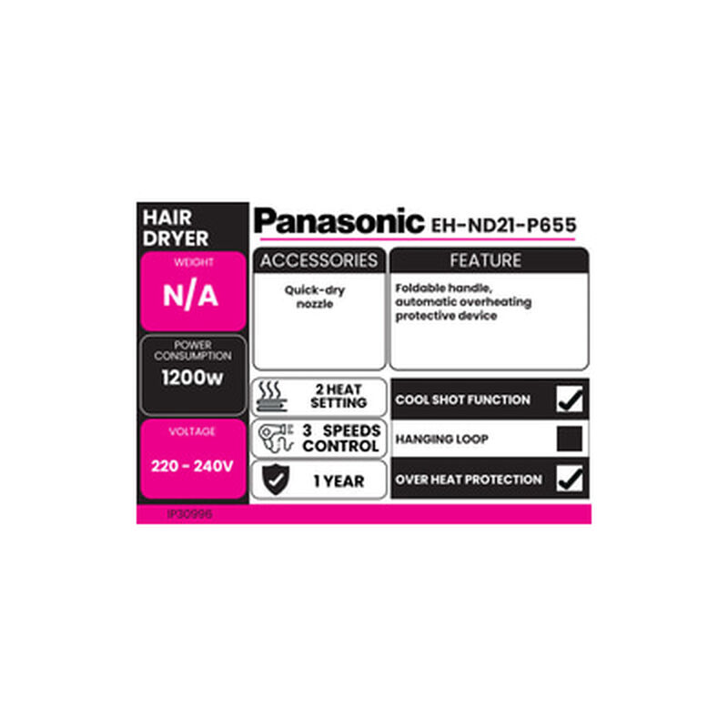 PANASONIC Hair Dryer EH-ND21-P655-image 4