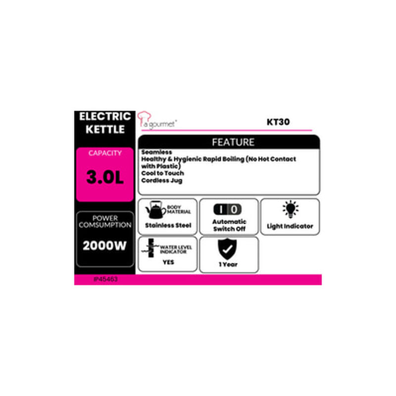 LA GOURMET Jug Kettle 3.0l KT30(BLK)-image 2
