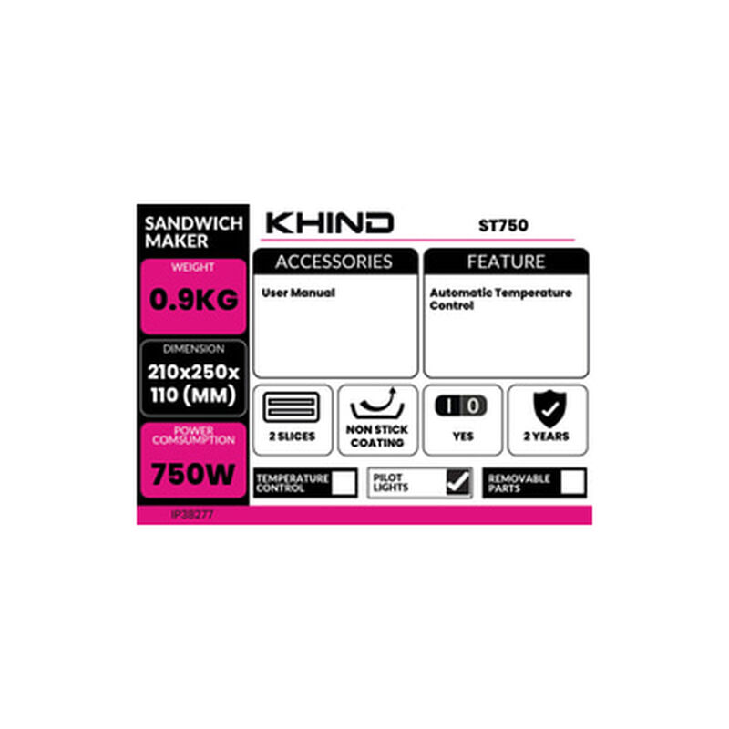 KHIND Sandwich Maker ST750-image 5