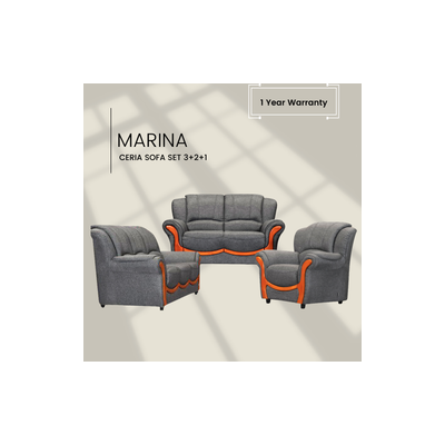 MARINA SOFA 3+2+1 Sofa Set Fabric Grey CERIA