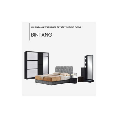 HH 6x8ft Sliding Wardrobe Pu Black BINTANG