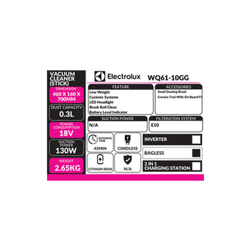 ELECTROLUX Stick Vacuum Cleaner WQ61-10GG-image 5