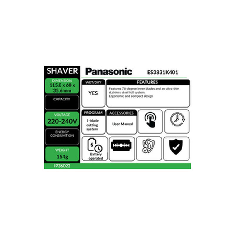 PANASONIC Male Shaver Wet & Dry Travel ES3831K401-image 5