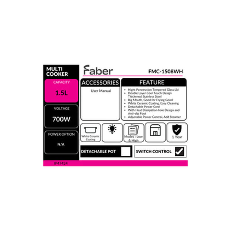 FABER Multi Cooker 2.0l Pine FMC-1508WH-image 8