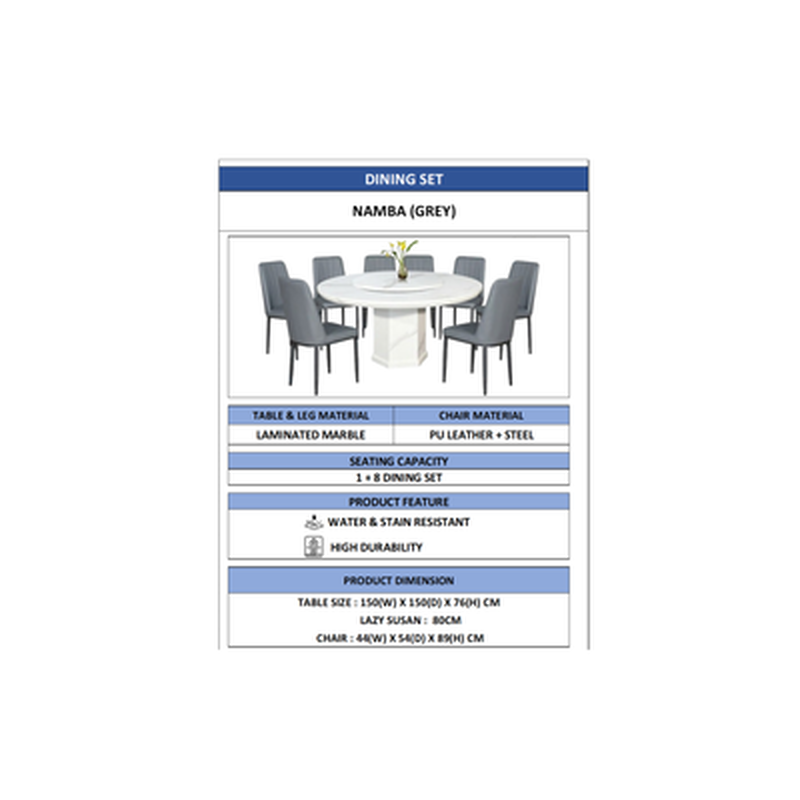 ND Rnd marble dining set-image 2