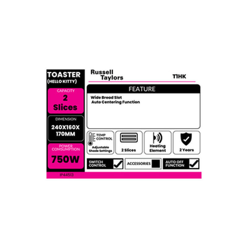 R.TAYLORS Toaster Hello Kitty T1HK-image 8