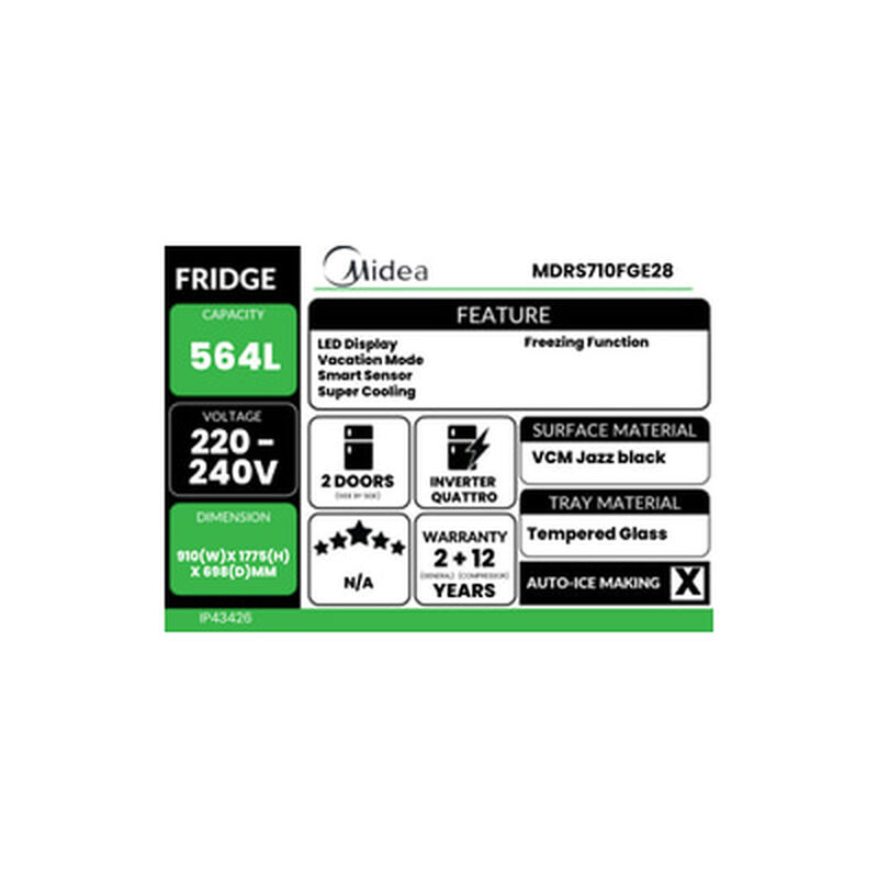 MIDEA Side By Side 564l (black) MDRS710FGE28-image 9