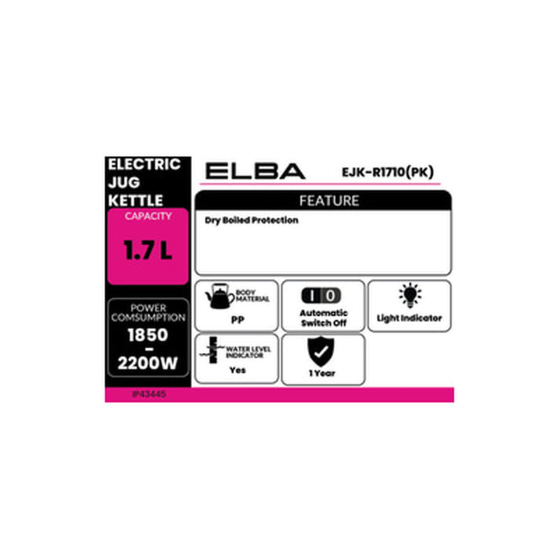 ELBA Jug Kettle EJK-R1710(PK)-image 2