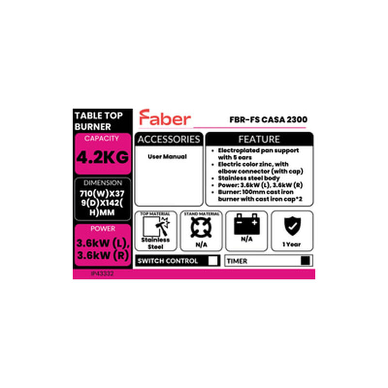 FABER Table Top Burner FBR-FS CASA 2300-image 5