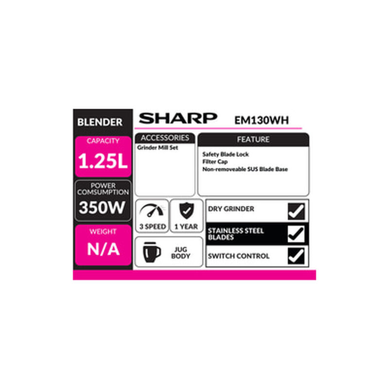 SHARP Blender 1l EM130WH-image 2