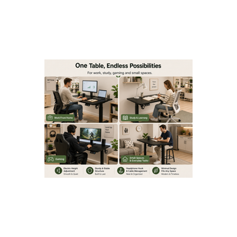 DHEP Adjustable Electic Desk Black Color IRUMA (BLACK)-image 2