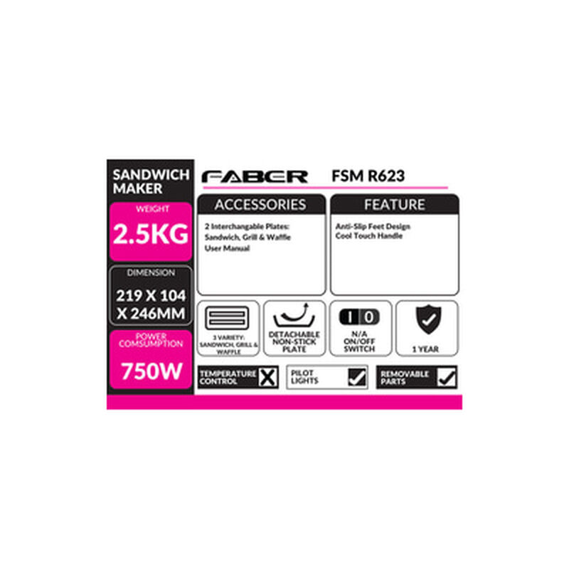 FABER Sandwich Maker Retro FSM R623-image 5