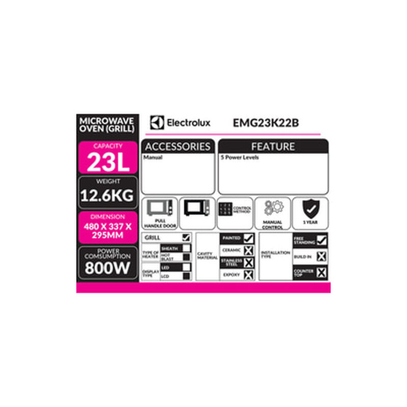 ELECTROLUX Microwave Oven Grill 23l EMG23K22B-image 8