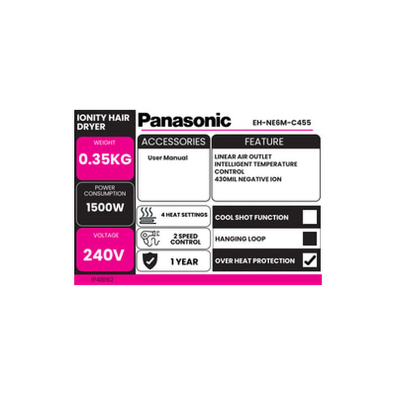 PANASONIC Hair Dryer Ionity EH-NE6M-C455-image 3