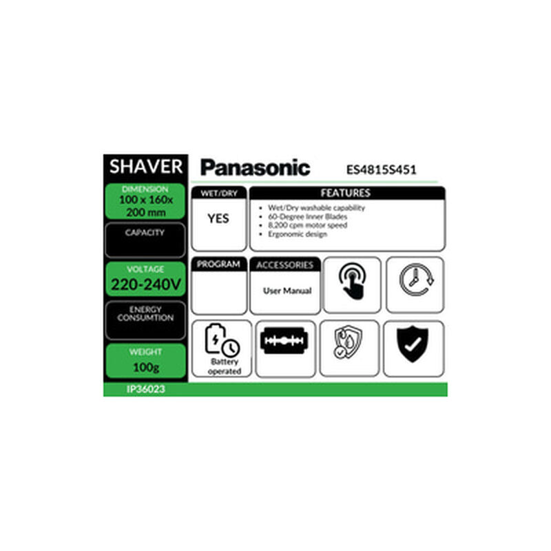 PANASONIC Male Shaver Wet & Dry Washable ES4815S451-image 5