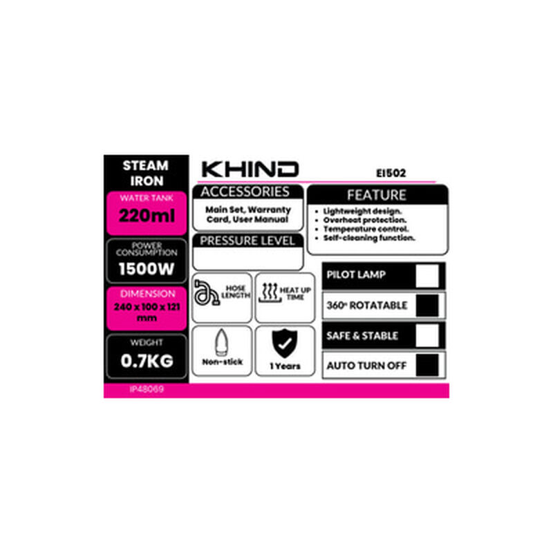 KHIND Steam Iron EI502-image 4