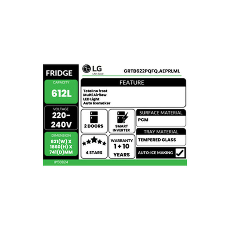 LG 2 Door Fridge 612l GRTB622PQFQ.AEPRLML-image 3