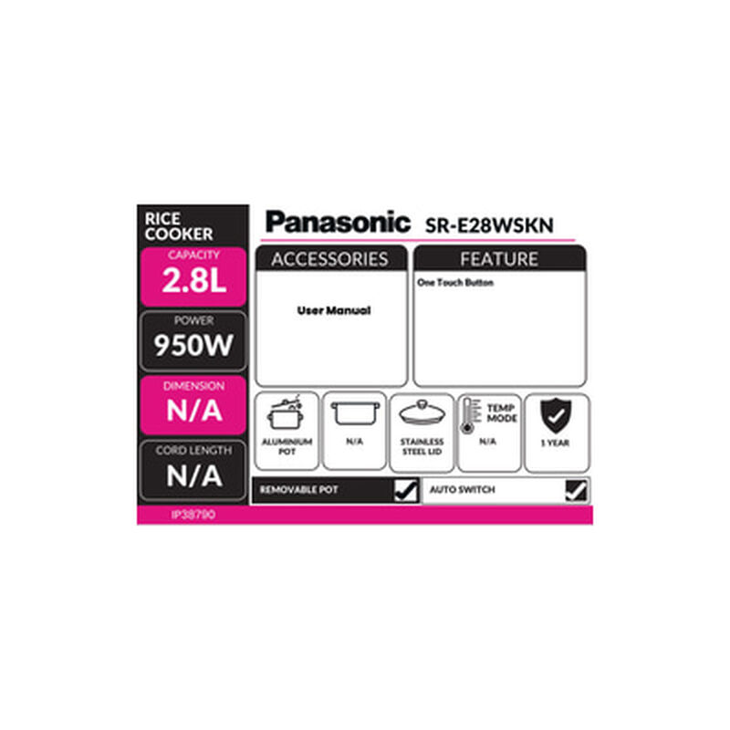 PANASONIC Rice Cooker 2.8l Conventional SR-E28WSKN-image 3