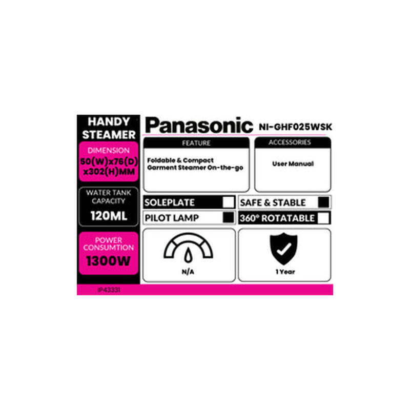 PANASONIC Handy Steamer 4in1 100ml NI-GHF025WSK-image 5