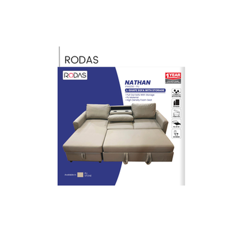 RODAS Sf L-shape Sofa W Storage NATHAN (STONE)-image 2